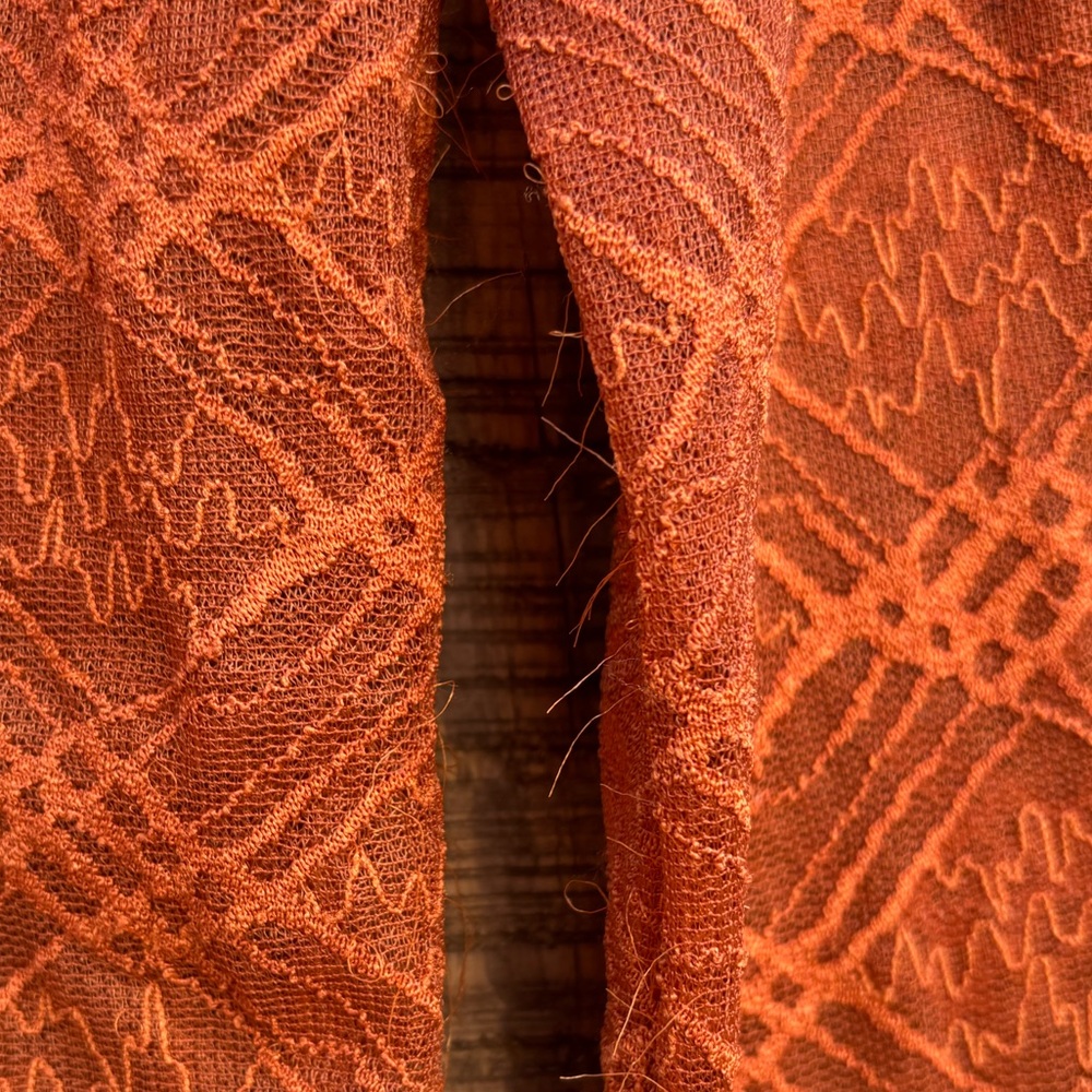 Free People Burnt Orange Mesh Bell Long Sleeve Blouse - Picture 10 of 14